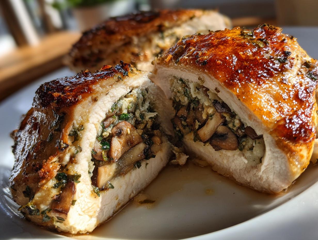 Amazing Mushroom Stuffed Chicken Breast ~ 10 Min Prep 4 Mushroom Stuffed Chicken Breast - Quick and Easy - detail 1