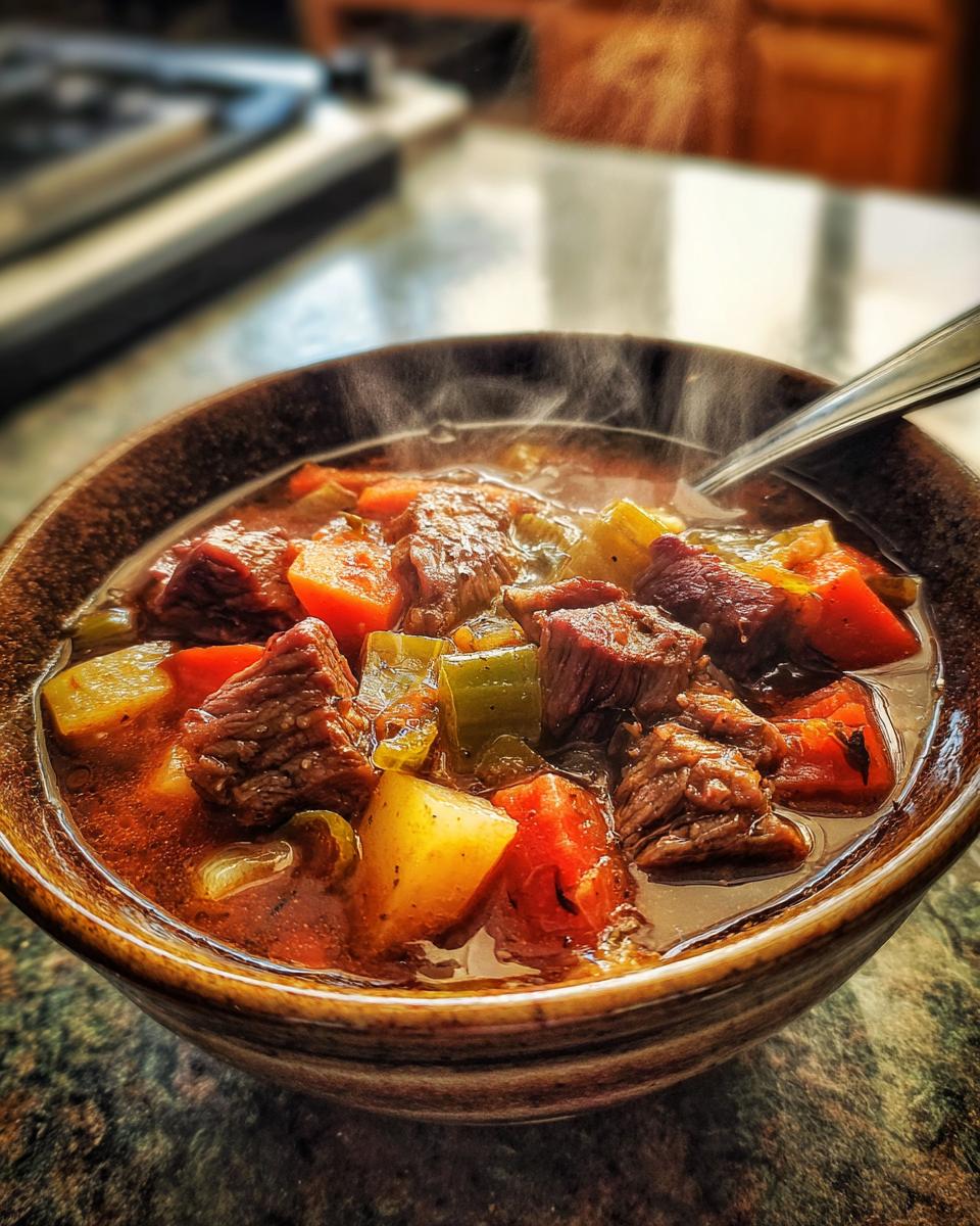 Old Fashioned Vegetable Beef Soup: 1 Comforting Bowl 7 Old Fashioned Vegetable Beef Soup - detail 3
