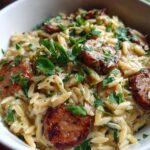 One-Pot Garlic Butter Sausage and Orzo Delight