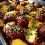 Sheet Pan BBQ Meatballs and Potatoes