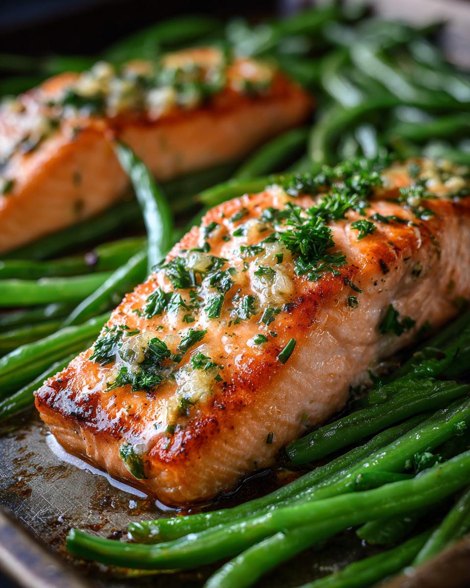 Sheet Pan Garlic Butter Salmon and Green Beans - detail 1