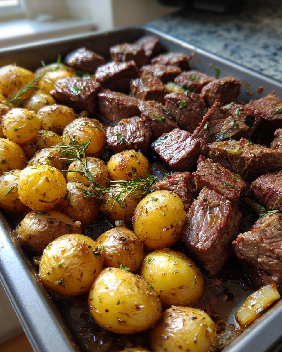 Sheet Pan Garlic Butter Steak Bites and Potatoes - detail 2