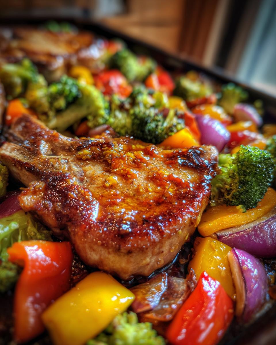 Sheet Pan Honey Garlic Pork Chops: 1 Pan Meal 6 Sheet Pan Honey Garlic Pork Chops and Veggies - detail 2
