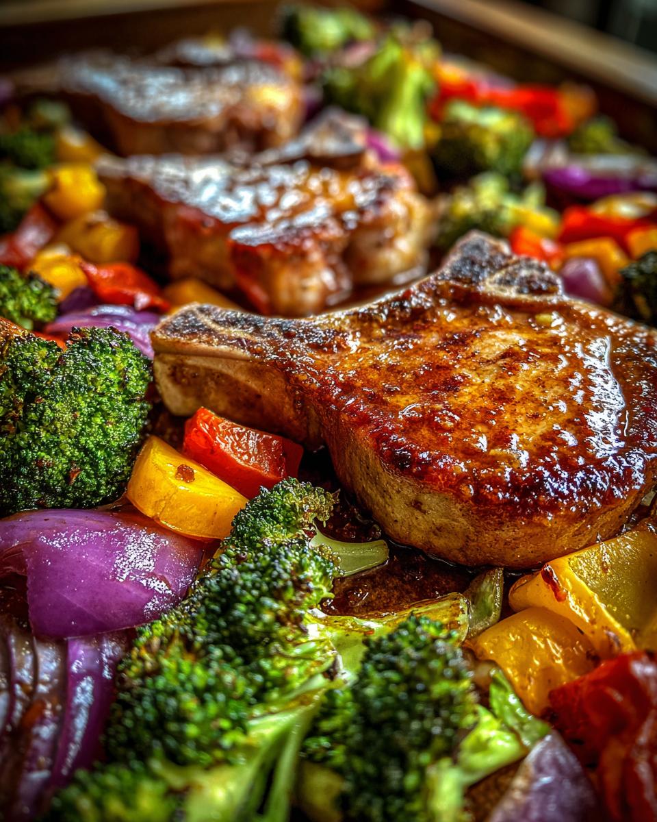 Sheet Pan Honey Garlic Pork Chops: 1 Pan Meal 7 Sheet Pan Honey Garlic Pork Chops and Veggies - detail 3