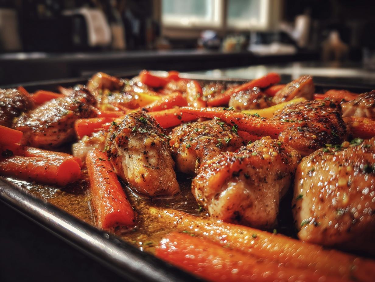 Sheet Pan Honey Mustard: 1 Amazing Dinner 7 Sheet Pan Honey Mustard Chicken and Carrots - detail 3