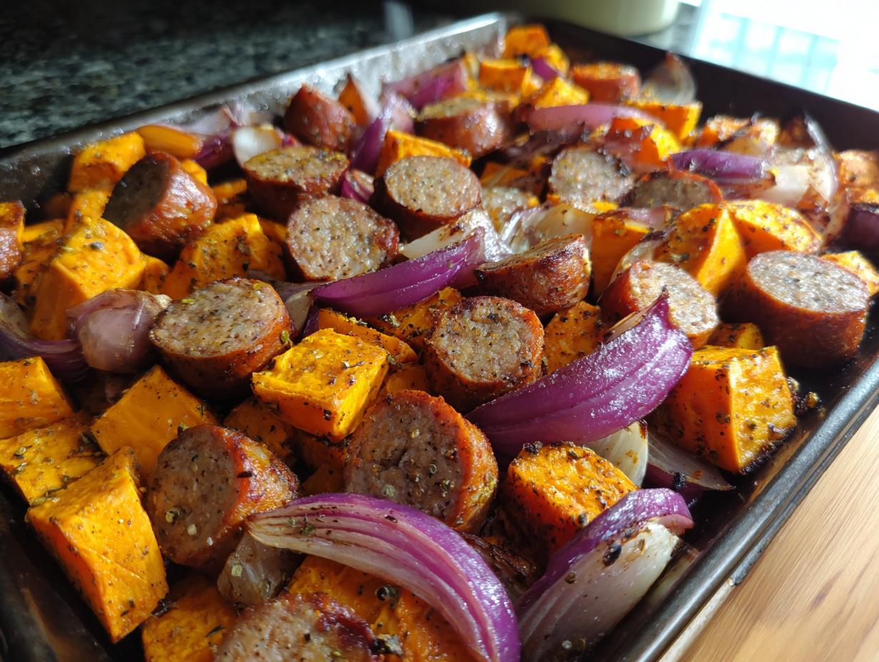 Sheet Pan Sausage & Sweet Potatoes: 1 Amazing Meal 6 Sheet Pan Sausage and Sweet Potatoes - detail 2