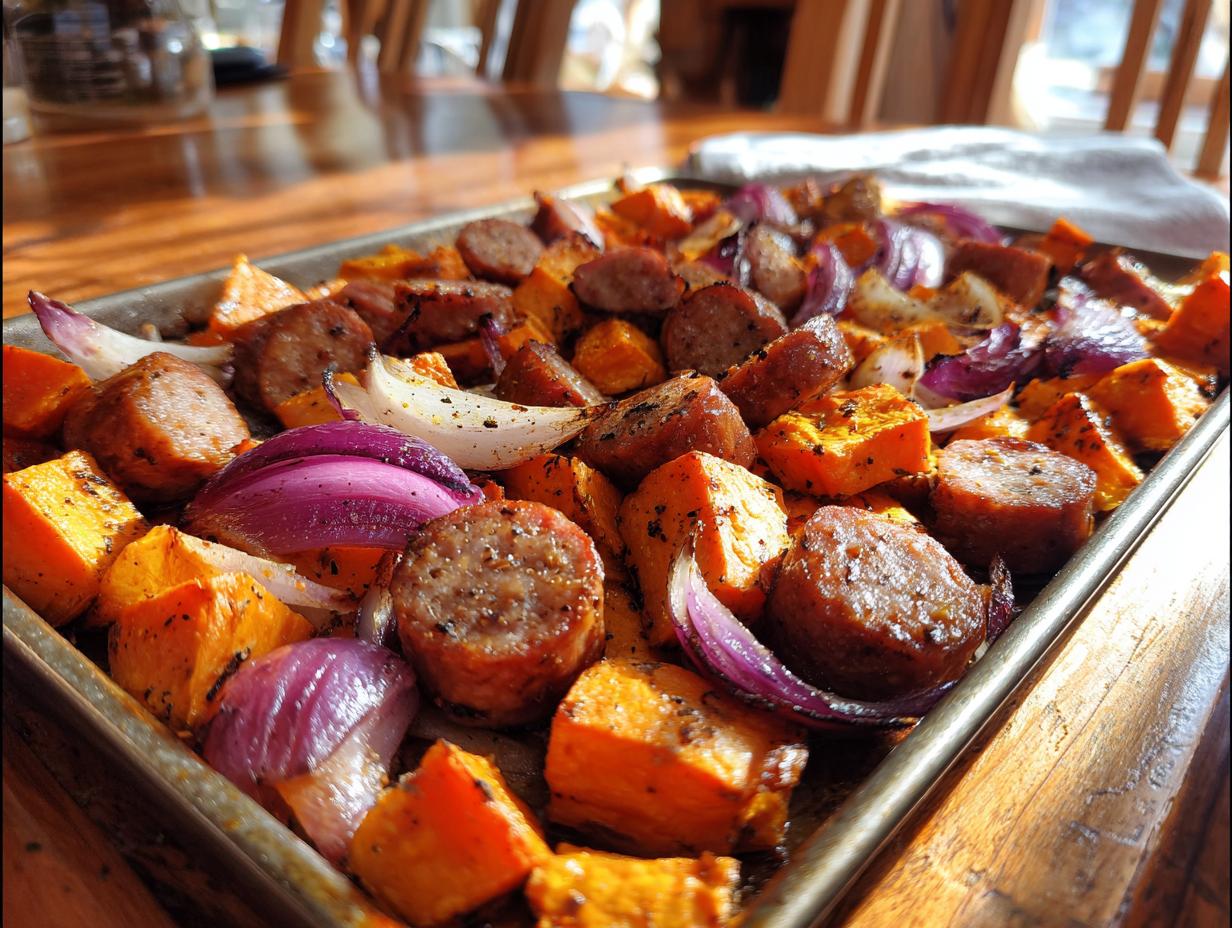 Sheet Pan Sausage & Sweet Potatoes: 1 Amazing Meal 7 Sheet Pan Sausage and Sweet Potatoes - detail 3