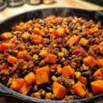 Southwest Ground Beef and Sweet Potato Skillet