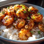 Spicy Honey Garlic Shrimp Rice Bowl